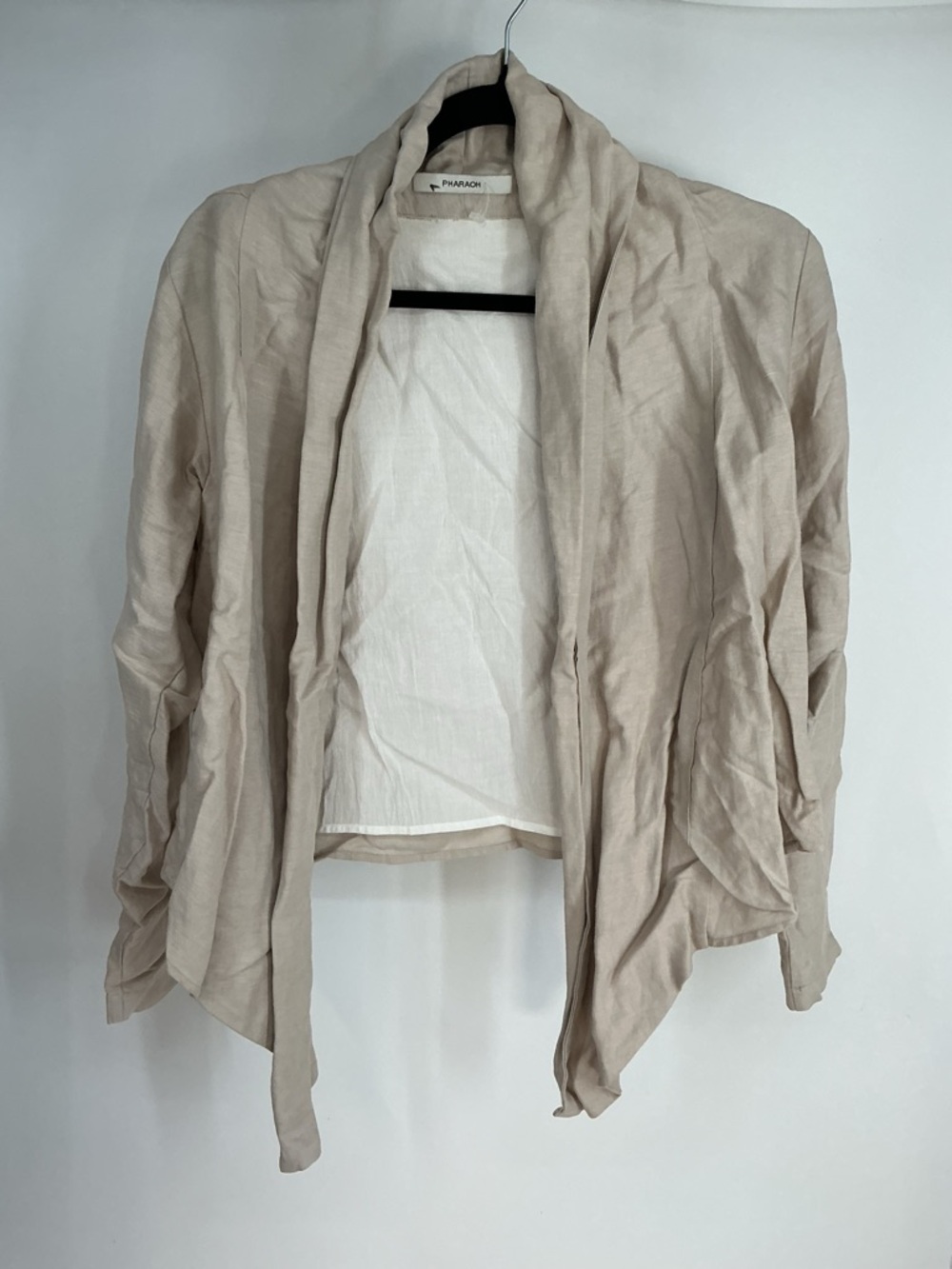 Pharaoh Tan Linen Coastal Business Casual Long Sleeve Jacket A11
